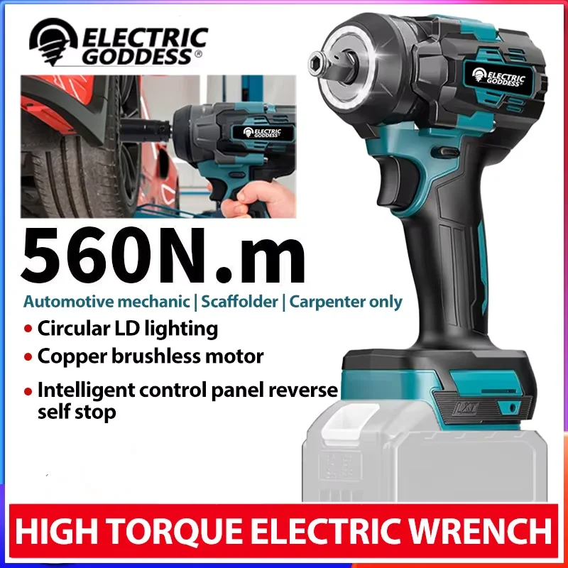 

Бесщеточный Электрический ударный гайковерт 560N.m, 3 скорости, Стандартный беспроводной эффективный электроинструмент для ремонта автомобиля, для батареи Makita 18 в