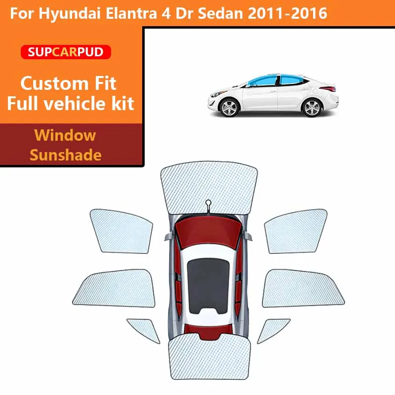 

Солнцезащитные шторки для автомобиля, защита от ультрафиолета, для Hyundai Elantra 4 Dr Sedan 2011-2016, для передних, задних и боковых окон