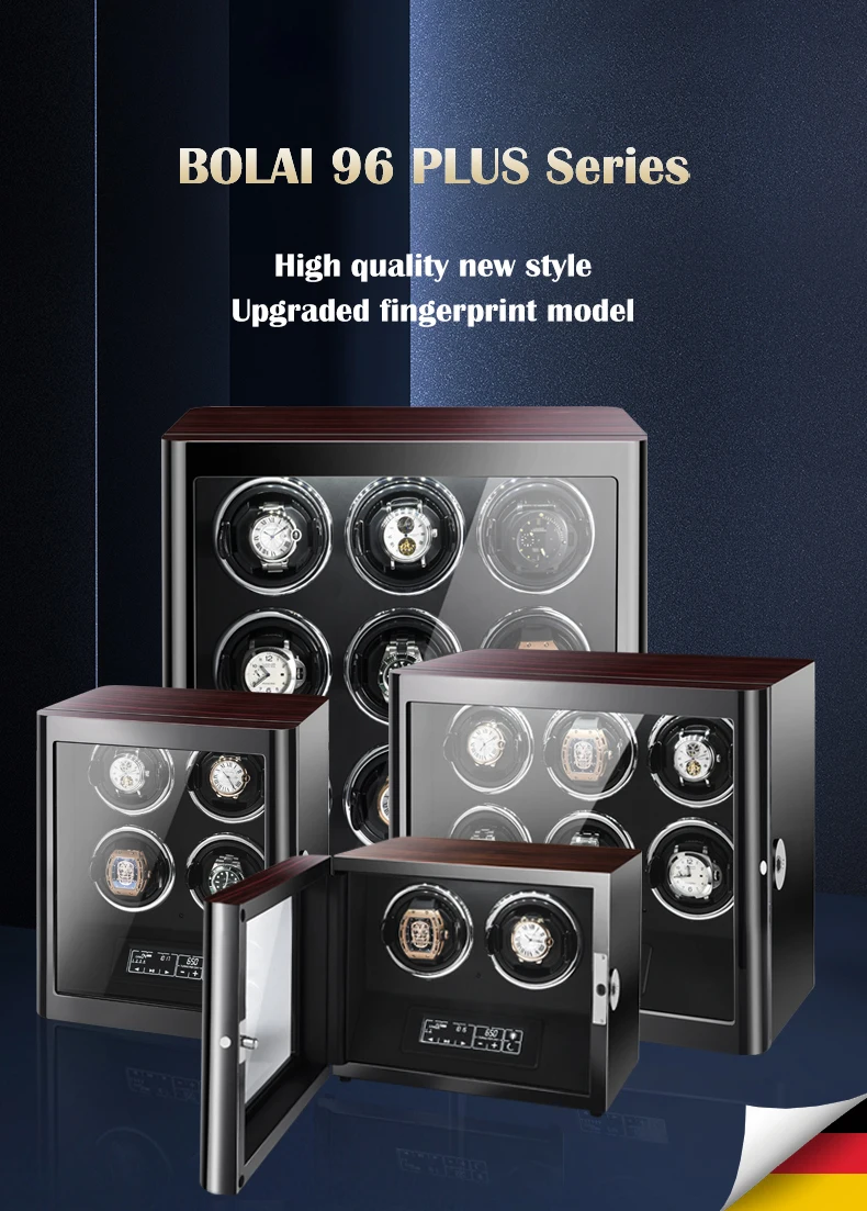 Watch Winder Box Automatic 2/3/4/6/9 slot Fingerprint unlock Watch Box storage With Touch Screen safe box