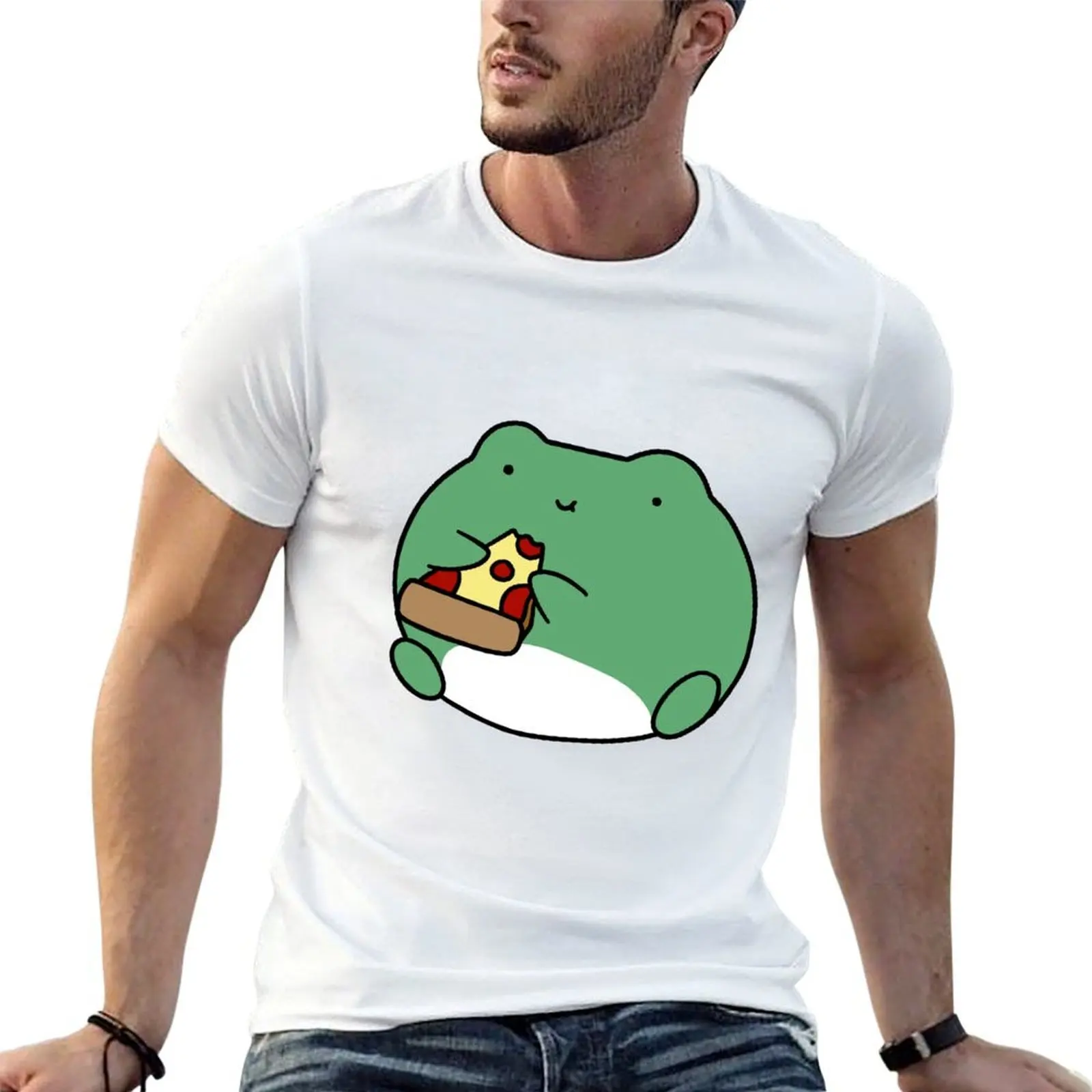 

Frog Eating Pizza T-Shirt funny t shirts cotton funny t shirts dark humor T-Shirt