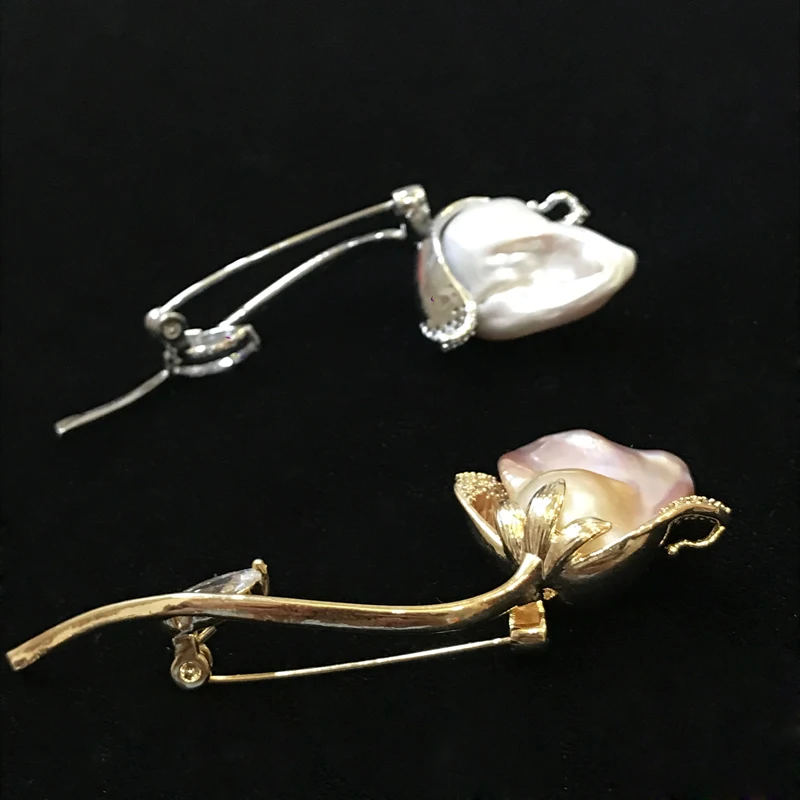 Flower Brooch Pendant With Baroque Pearl Fashion Jewelry Romantic Cute Elegant Female Gift  For Suit Hat Matching Free Shipping