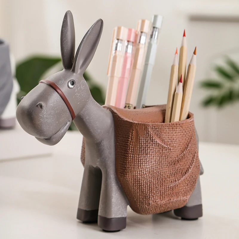 

Modern Creative Donkey Pen Holder Home Organizer Box For Study And Office Living Room Decorative Item Eco Friendly Natural Decor