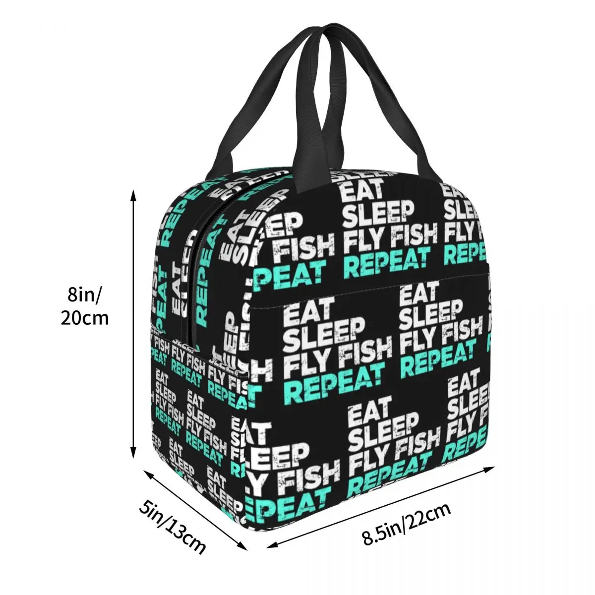 Eat Sleep Fly Fish Fly Fishing Graphic Insulated Lunch Bag for Women Kids Leakproof Food Boxes Thermal Lunch Box Tote