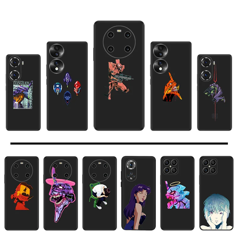 Phone Cases For Honor X7b X7 X8 X9 b X6a 90 70 X8b Magic5 Cute Neon E-Evangelion Pixel 6 7 6a 7a 8a 8 Pro Shell Black Case Cover