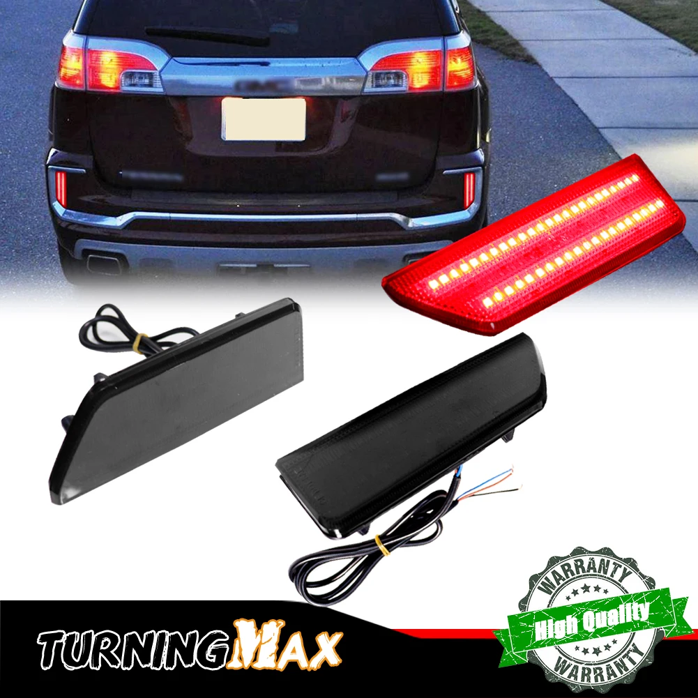 Smoked / Red Lens Red LED Rear Bumper Reflector Lights For 2016 2017 GMC Terrain Tail Brake Lights Rear Fog Lights