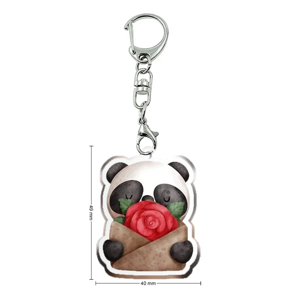 New Women Men Acrylic Panda Keychain Double Sided Transparent Acrylic Trinket For Friends Pendants