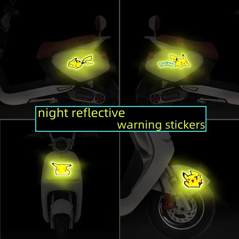 Pokemon Anime Luminous Sticker Pikachu Reflective Car Sticker Night Motorcycle Cute Sticker Children\'s Toy Birthday Gift