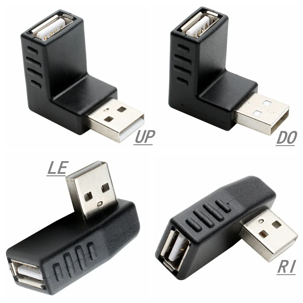 

90 degree Left/Right/Up/Down Angle L Bend USB 2.0 One Man to Female Adapter Extension Plug for Computer Notebook