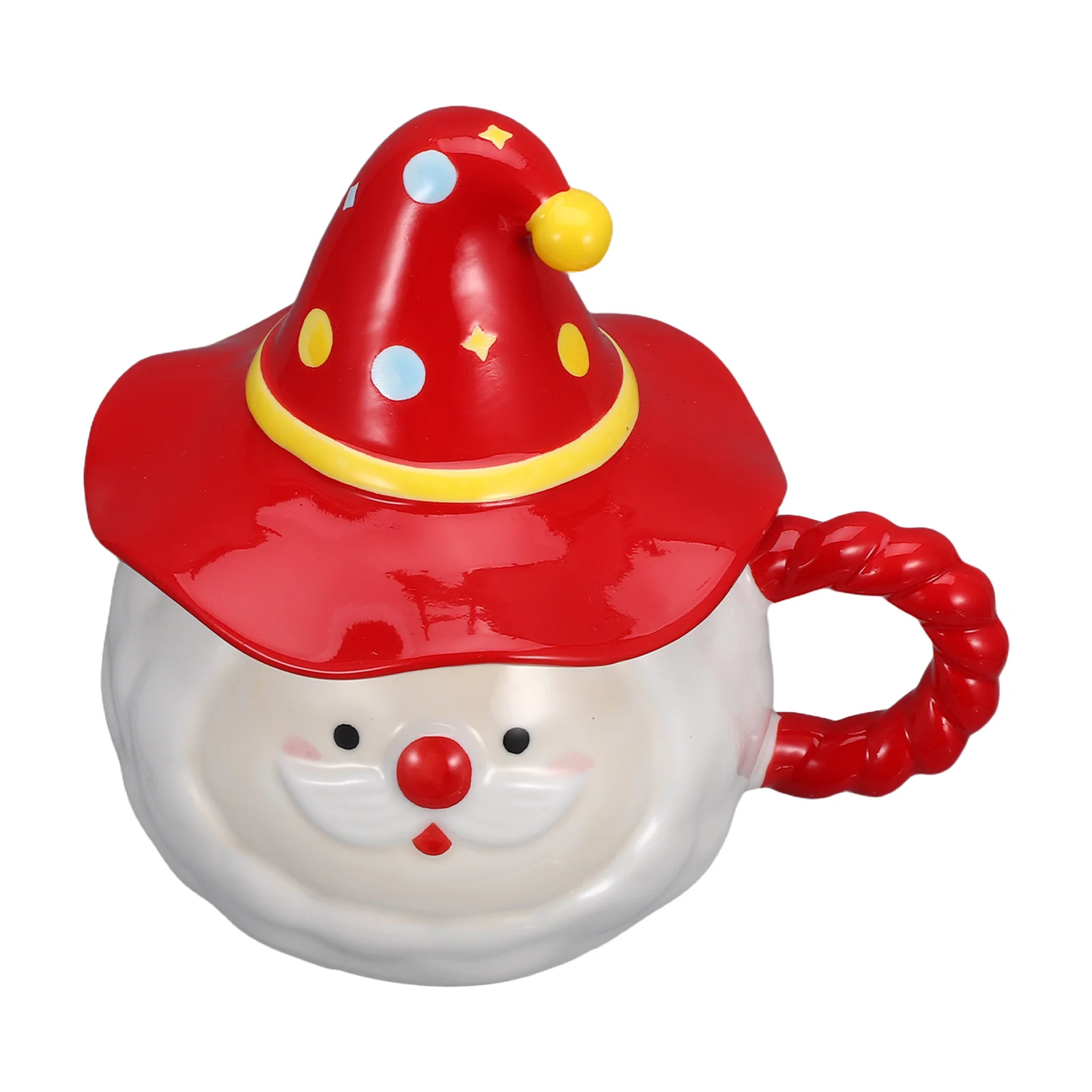 

Christmas Ceramic Santa Claus Mug Red Lid Hand-Painted Coffee Tea Milk Cup Christmas Santa Claus Mug Christmas-Themed Coffee Cup