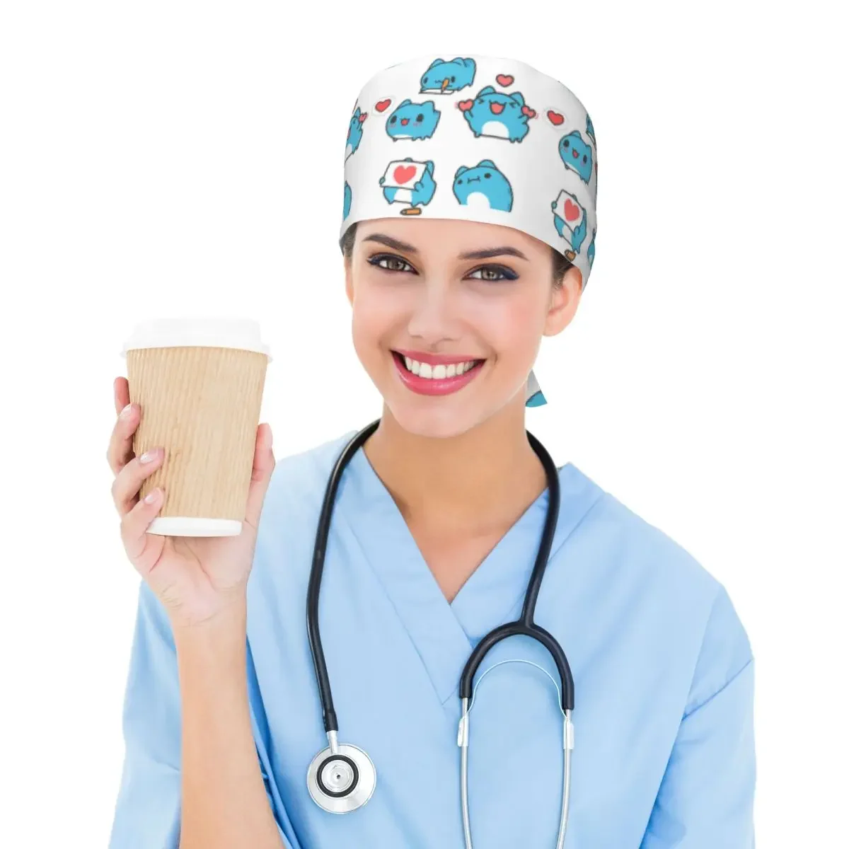 Comic Cat Bugcat Capoo Scrub Hat Doctor Working Surgical Cap Unisex Adjustable Nursing Caps for Dentist