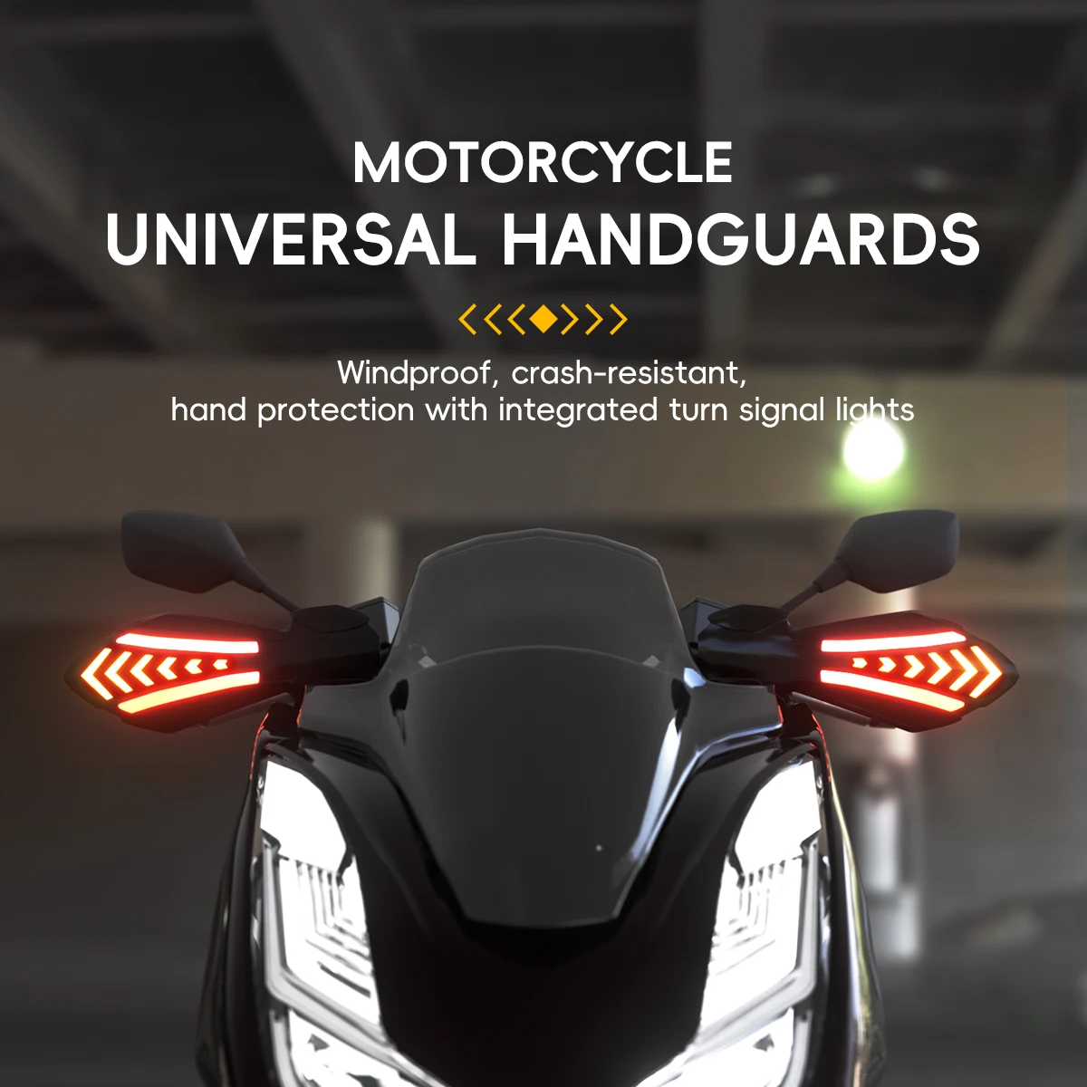 1 Pair Motorcycle Handguards With LED Flowing Turn Signals Dual Color Motocross Handlebar Guards 12V Motor Accessories