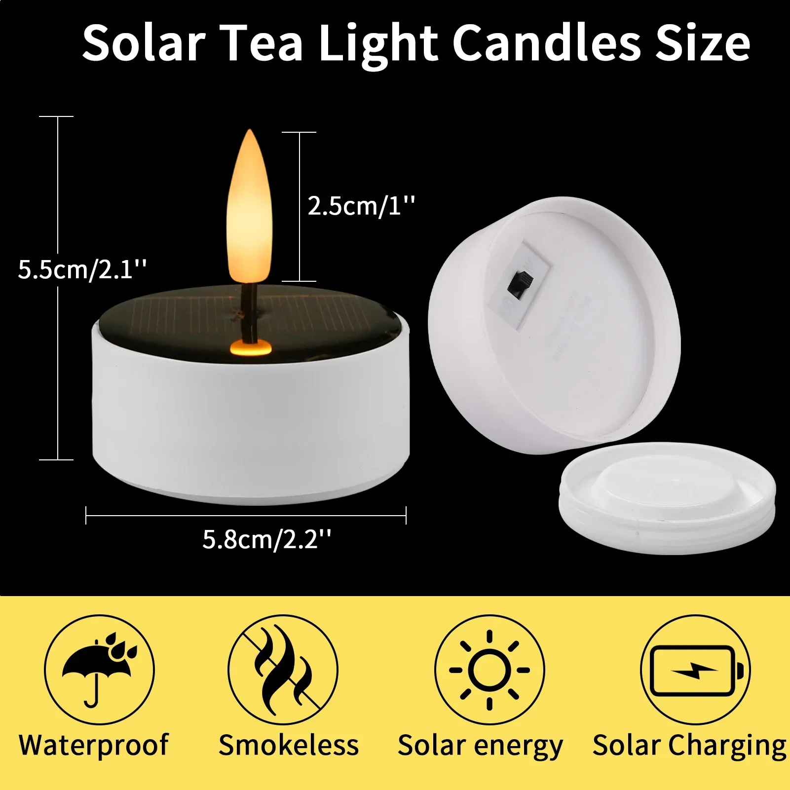 Candele a LED tremolanti alimentate a luce solare Luci da palo Effetto fiamma realistico per luci notturne per decorazioni da giardino, patio, cortile