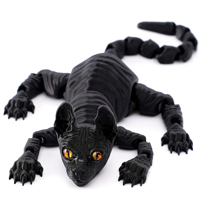 Jouet d'animaux de chat Sphynx imprimé en 3D, Figurine réaliste sans poils, jouet articulé pour amoureux des chats, décoration de salle de collection