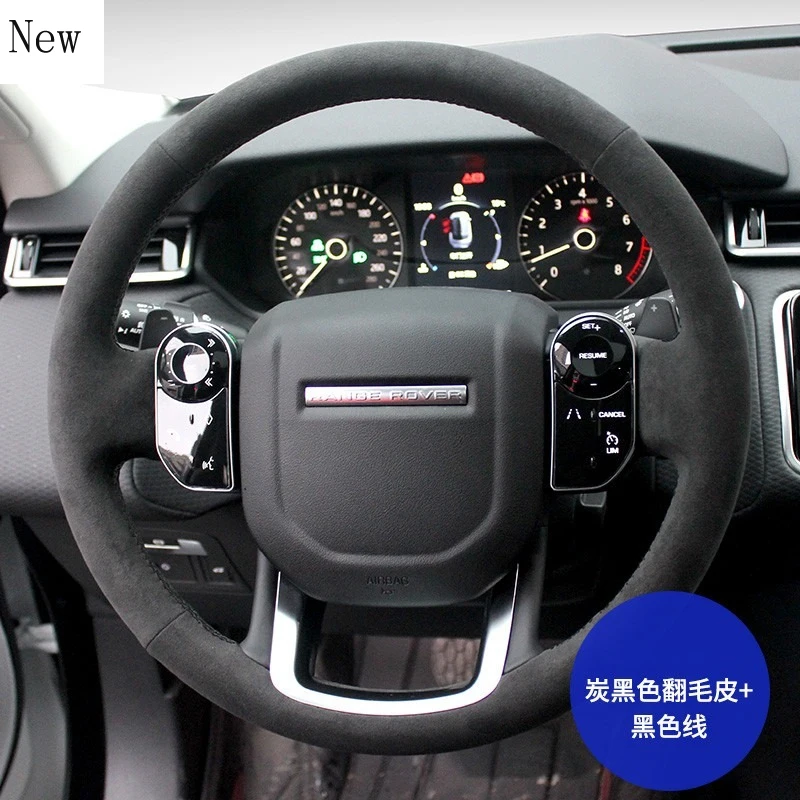 For Land Rover Range Rover Sport Executive Evoque Discovery IV V Velar Hand-stitched Leather Suede Car Steering Wheel Cover