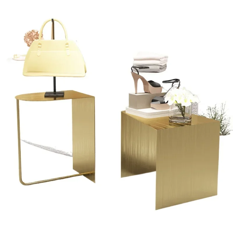 

Clothing store stainless steel titanium Nakajima display stand, shoe and bag product storage water table