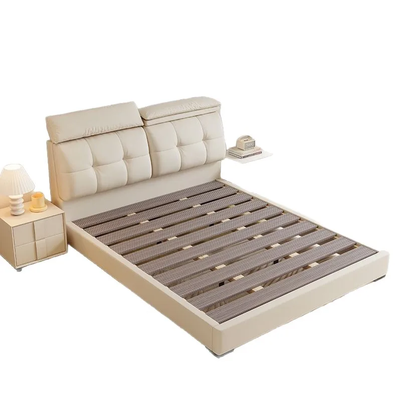

Simple modern cream wind bed master bedroom 1.8 meters double bed master bedroom bed 1.5 meters single bedroom leather art