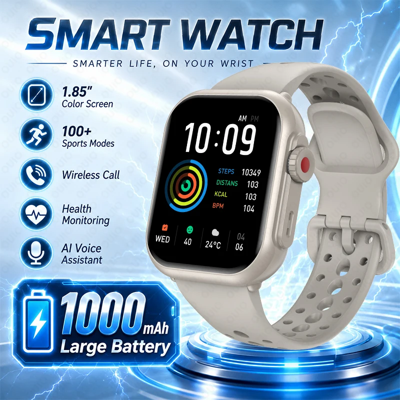 Watch Ultra K62 Herren Damen 1000mAh AMOLED 100+ Sportarten Herzfrequenzmessung HD Bluetooth Anruf GPS Tracking Wasserdichte Smartwatch für iOS Android