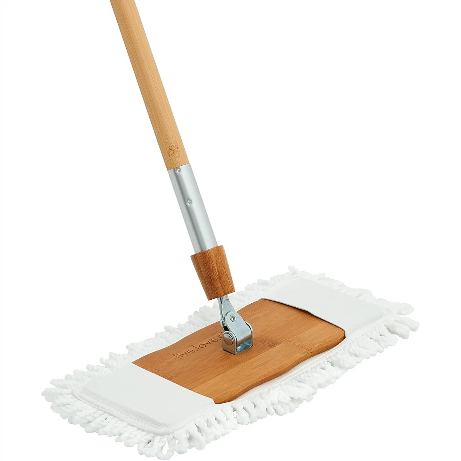 

Bamboo 2-in-1 Smooth Surface Dust Mop with Washable Pads for Cleaning Dust, Pet Hair & Fine Dirt