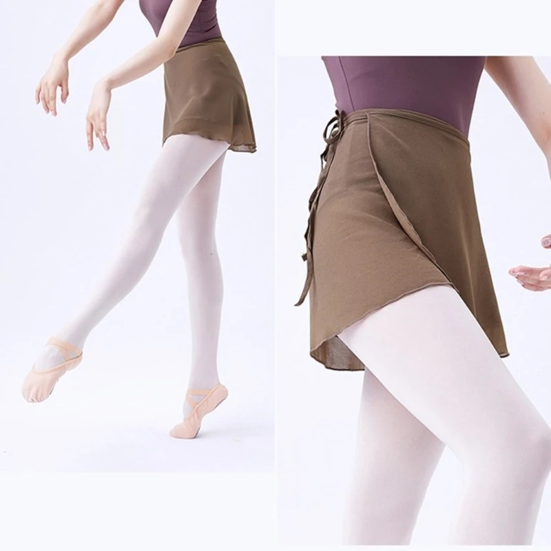 Women Ballet Skirt Dance Wrap Skirts Sheer Chiffon Lightweight Over Scarf Tutus with Adjustable Waist Ties for Leotards
