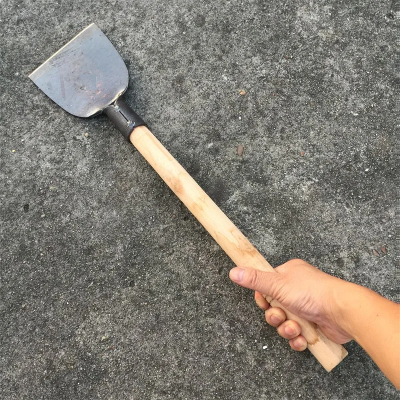 Spring Steel Forged Straight Shovel Garden Cleaning Shovel Bark Weed Flat Steel Shovel Arc Mouth Agricultural Garden Tools