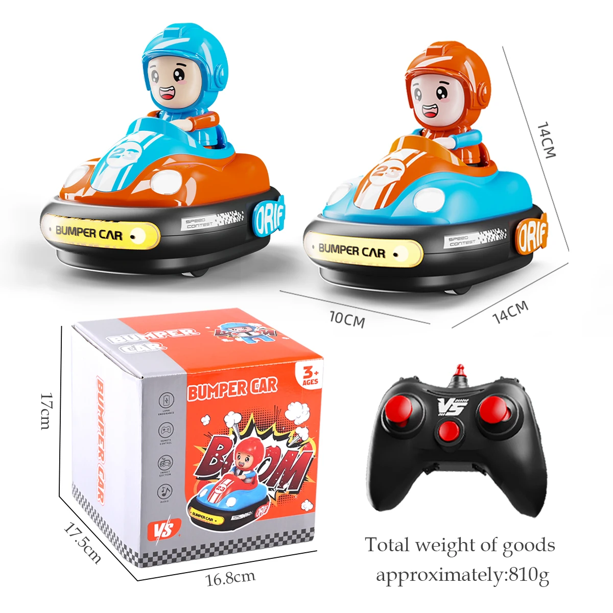 Remote Control Bumper Cars Toys, 2.4G Ejecting Bumper Cars RC Battle Race Set of 2 with LED Lights & Sound Gifts for Boys Girls