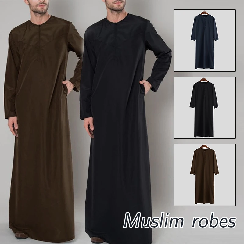 Vestido Abaya Thobe Muçulmano para Homem, Vestido Étnico, Jubba Thobe, Manto Árabe, Dishdasha, Saudita, Dubai, Saudita