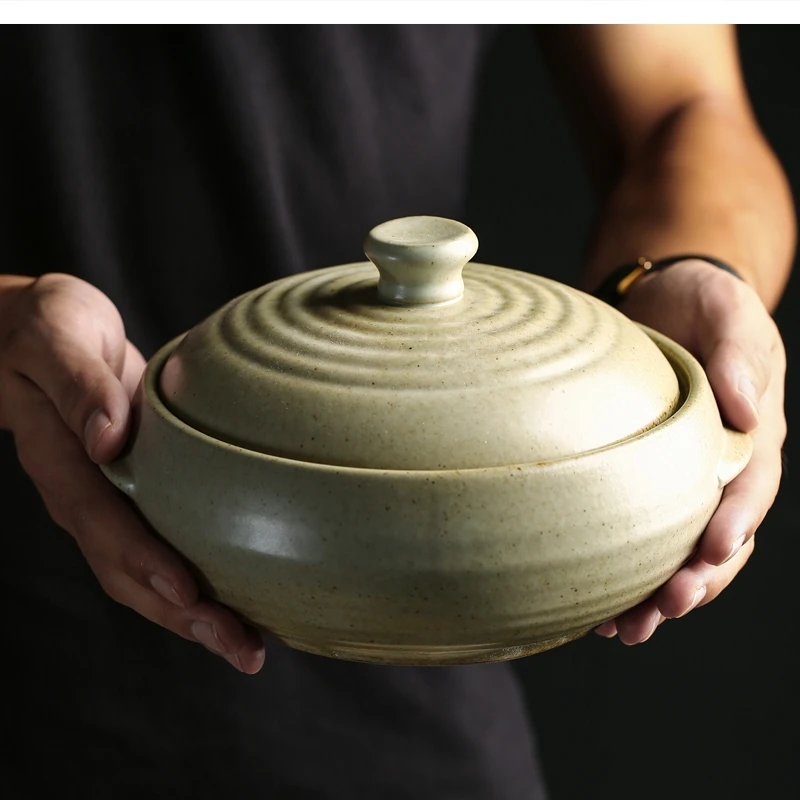 

Бытовая керамическая кастрюля для супа, крышка запеканки с защитой от ожогов, большая ручка для лапши, CN (Происхождение)