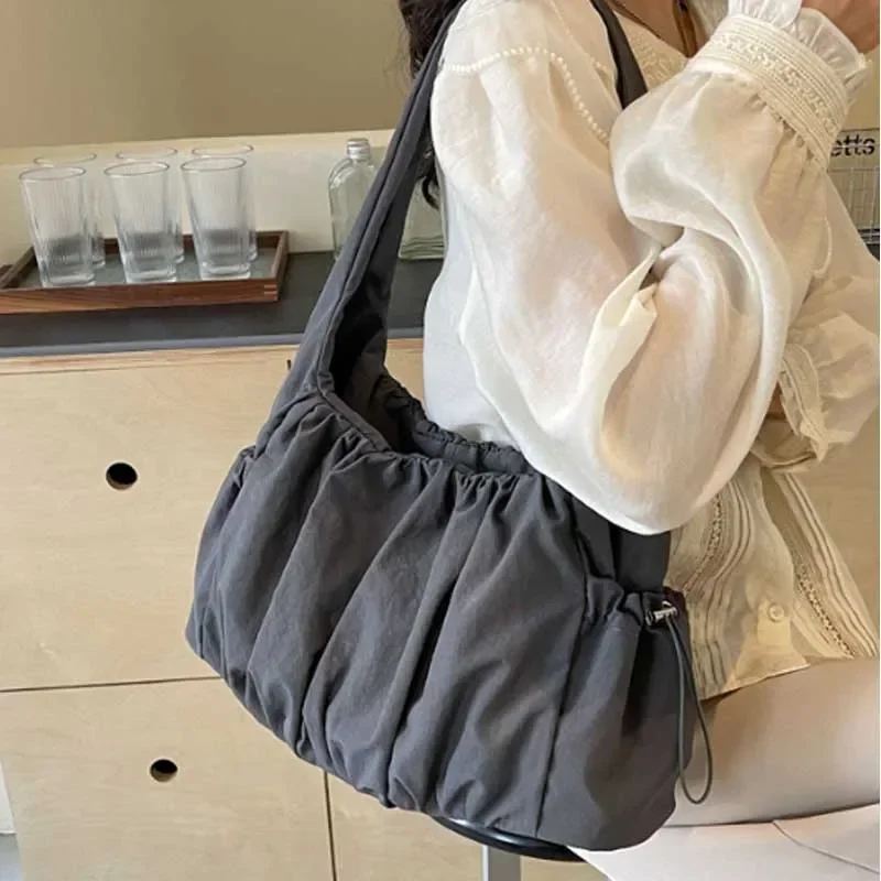 Nylon Cloth Bag Women Tote Bag Large Capacity Summer 2024 New All-Match Ins One-Shoulder College Student Class Bag Lady Handbag