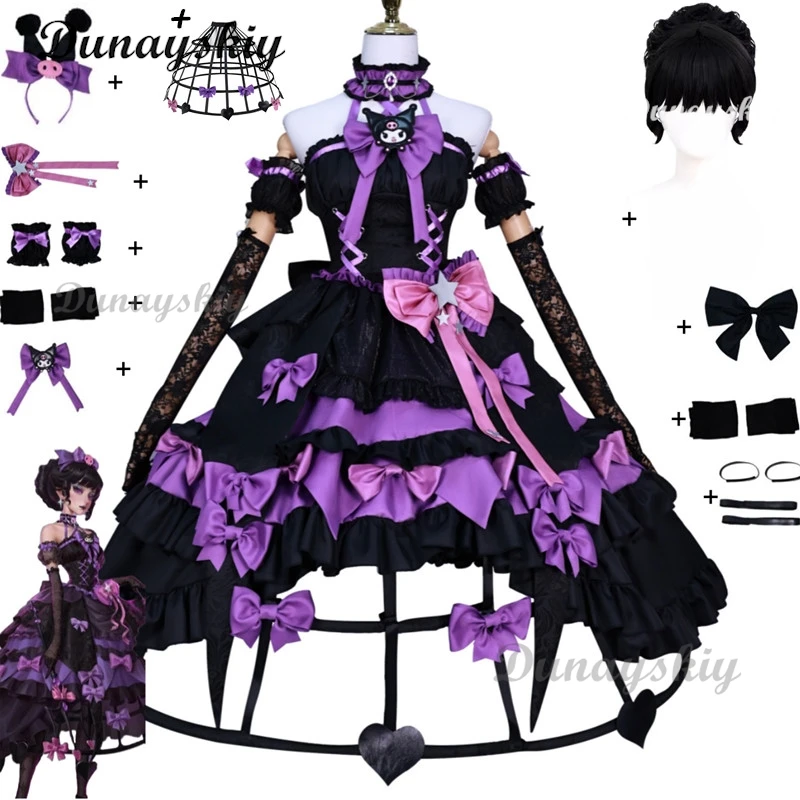 Game Identiteit Ⅴmary Bloody Queen Cosplay Kostuum Lala Teamleden Zwart Paars Lolita Prinsessenrok Pruik Vrouw Mooi Pak