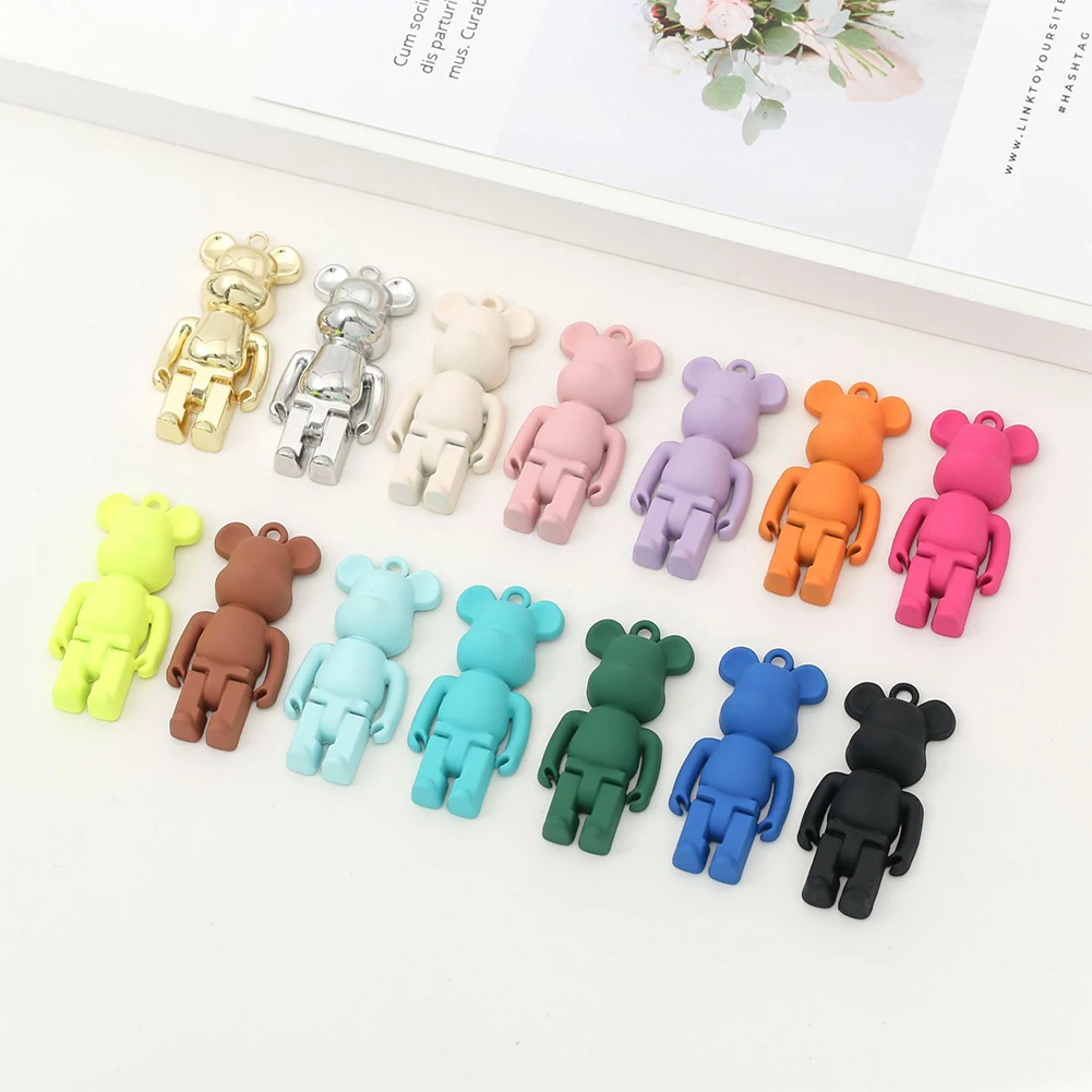 10PCS/lot DIY Cute Cartoon Teddy Bears Pendant Jewelry Accessories Alloy Spray Paint Simple Multicolor Jewelry Material Earrings