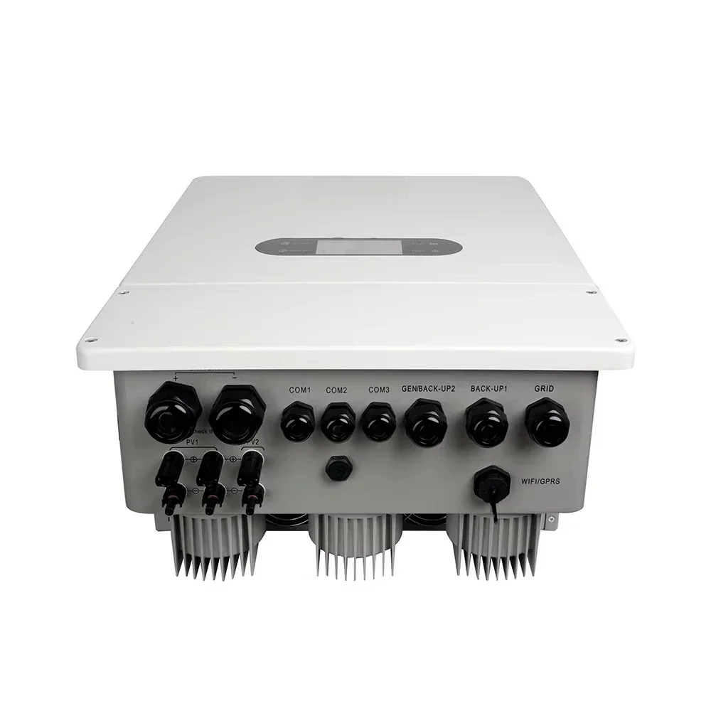 อินเวอร์เตอร์พลังงานแสงอาทิตย์แบบไฮบริดสามเฟส SKE 10KW 380V 400V คลื่นไซน์บริสุทธิ์ IP65 ระบบแบตเตอรี่ 48V สำหรับพลังงานทดแทน