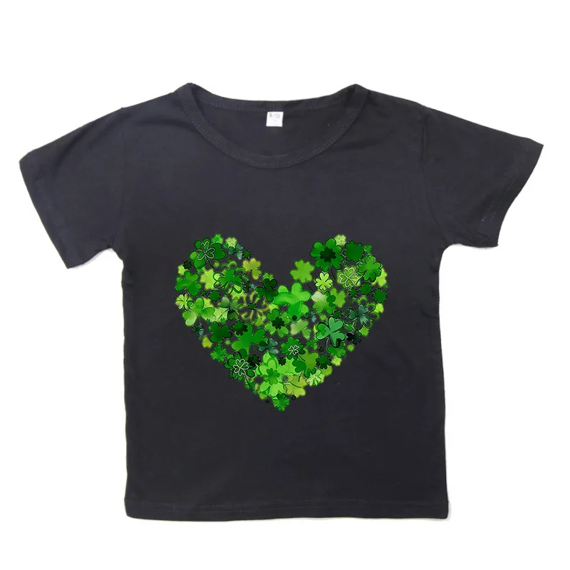 

New St. Patrick's Day Leaf-printed Children's Round-neck T-shirt Kids Clothes Boys Girl and Boys Clothes Kids Clothing