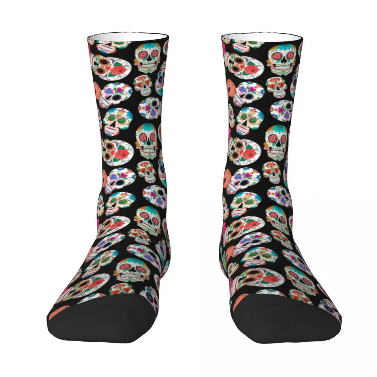 Colorful Sugar Skull Socks Day Of The Dead Elegant Stockings Female High Quality Cycling Socks Autumn Custom Anti Slip Socks