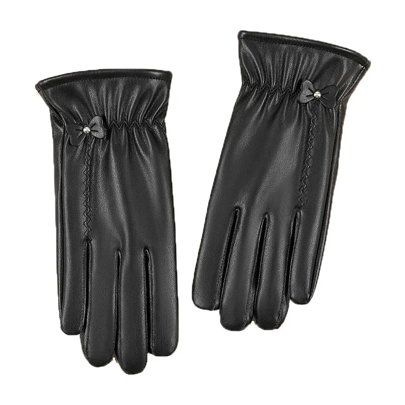AliExpress GAFASTWO Winter Gloves For Women Genuine Leather Gloves Outdoor Cycling Black Real Sheepskin Keep Warm Driving Motorcycle Gloves