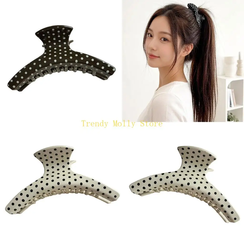 

N5KB Stylish Hair Clip With Wavy Dot Print Hair Styling Claw Clip for Women Girl