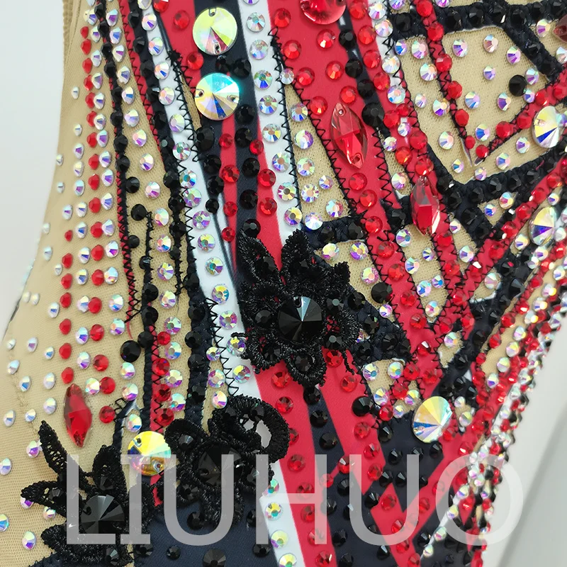 Synchronized Swimming Suit With Rhinestones Swimsuit Girls Competition Dress