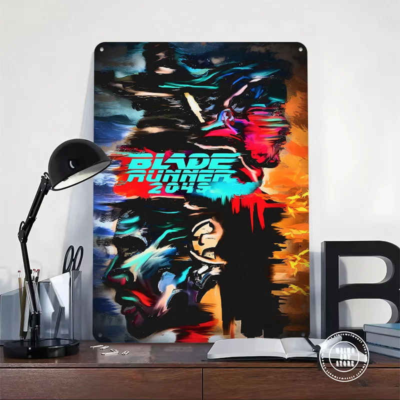 Blade Runner 2049 Glitch Art Printing Poster Customized Retro Wall Art Vintage Metal Signs for Mancave Home Decor Living Room