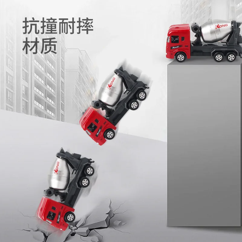 1:64 Die Cast Engineering Vehicle 6Pcs Set Mini Sliding Alloy Model Digger Mixer Forklift Roller Dumper Desktop Display Gift view 4