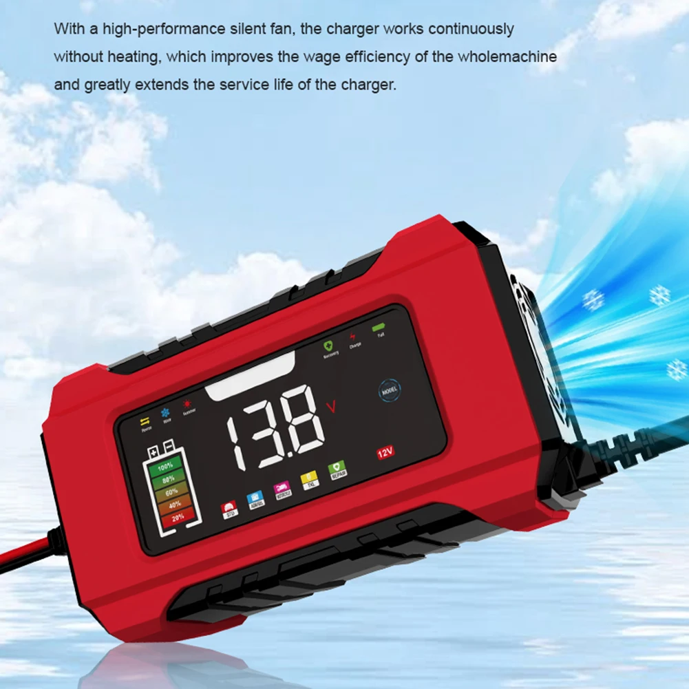 Intelligent Battery Charger 9-Stage Charger For Battery Storage Temperature Compensation Trickle Charge Mode ABS Material