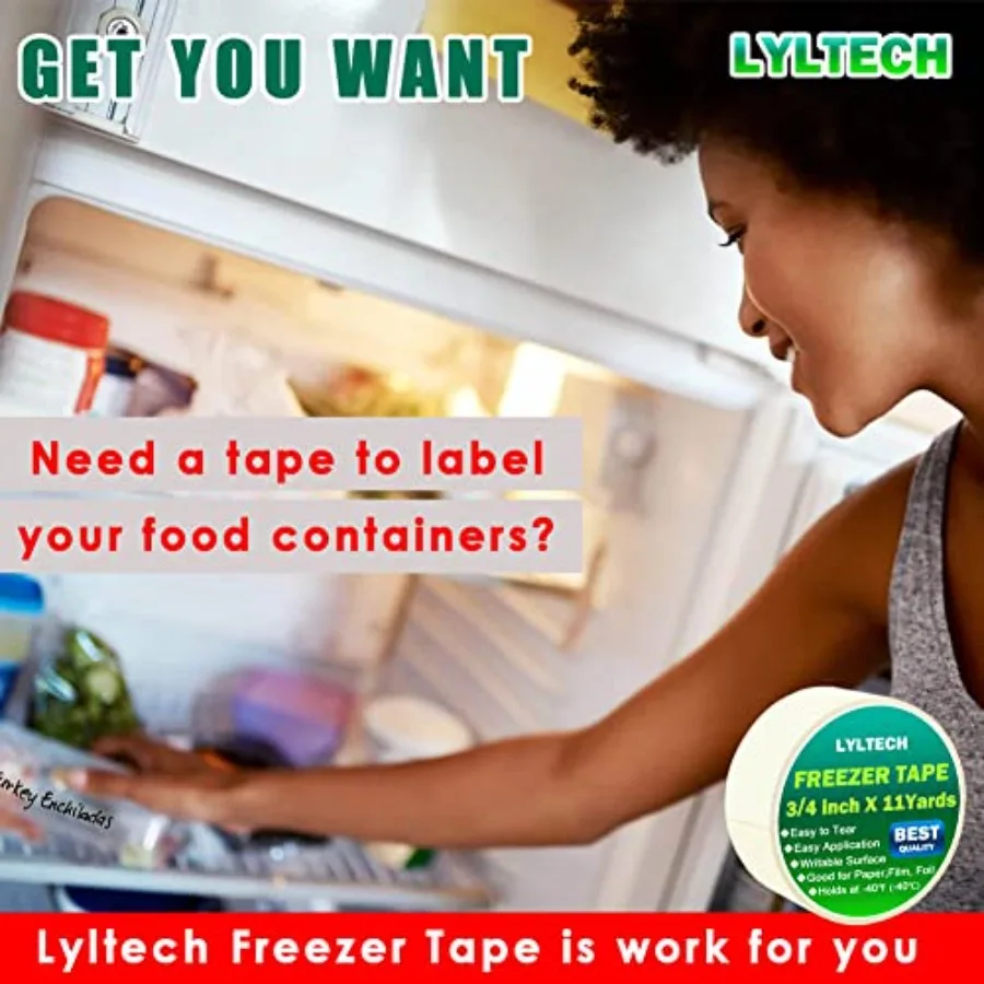LLYLTECH Crepe Paper Freezer Tape 3 Rolls x 3/4in x16yd 48yd Tape, 1.5in Core, Low Temp Resistant, Writable, Easy Tear and Resi