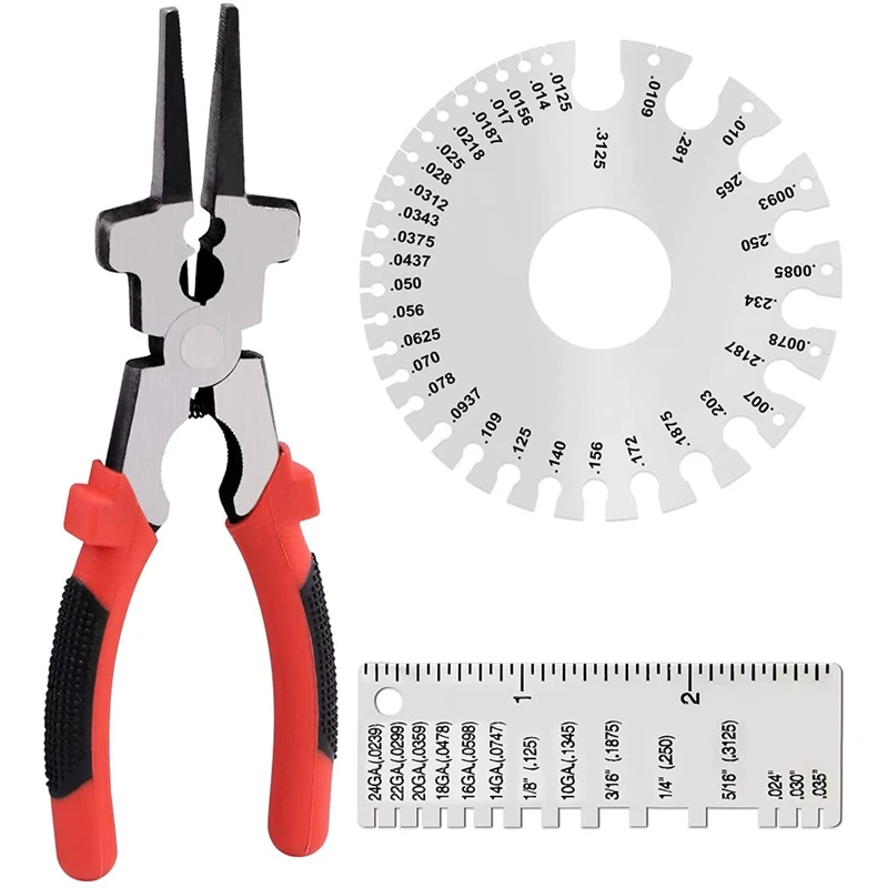 

3Pcs Antirust Durable Welding Tools Kit,Steel Wire Sheet Thickness Gauge And Round Dual-Sided Wire Cable Sheet Gauge