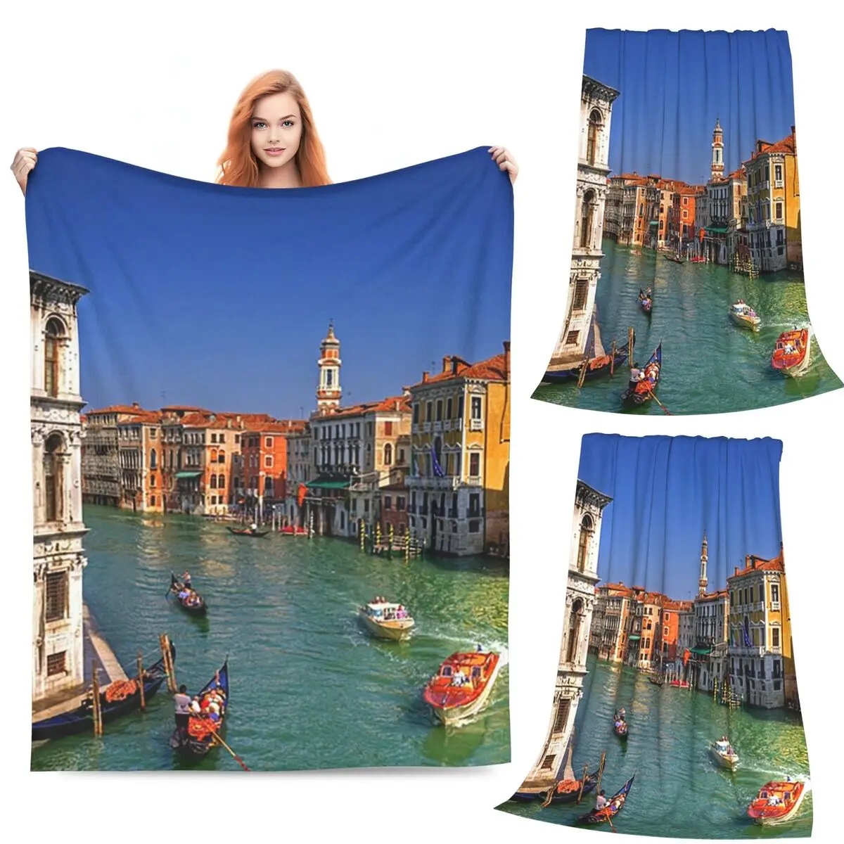 

Looking North On The Grand Canal Blankets Flannel Sofa Throw Blanket Breathable for Couch Bedding Office Throws Bedspread Quilt