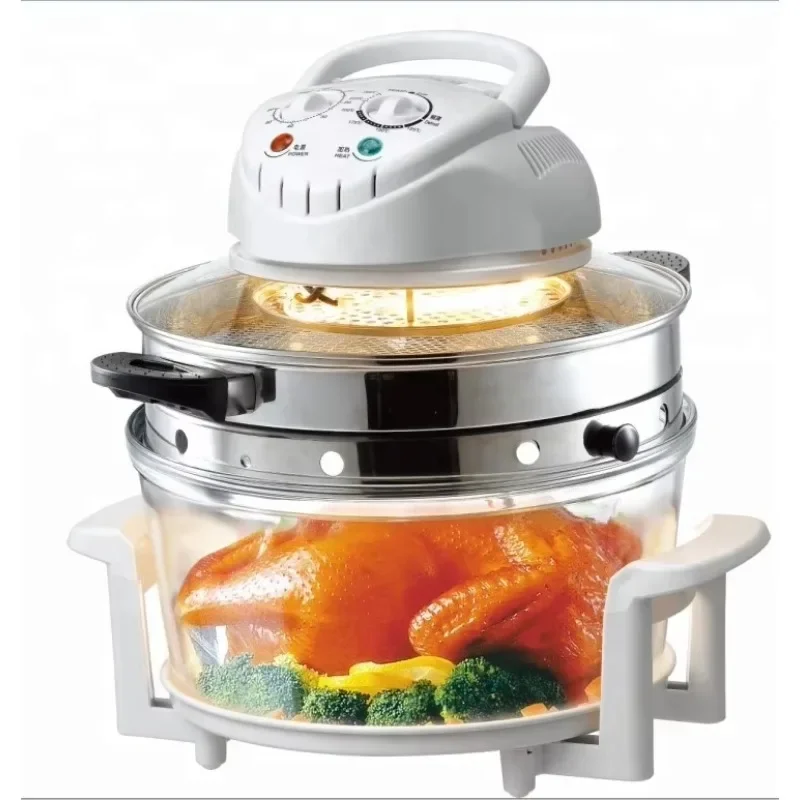 12L 1300w 220v 110v glass round household use electric turbo broiler halogen air fryer convention oven