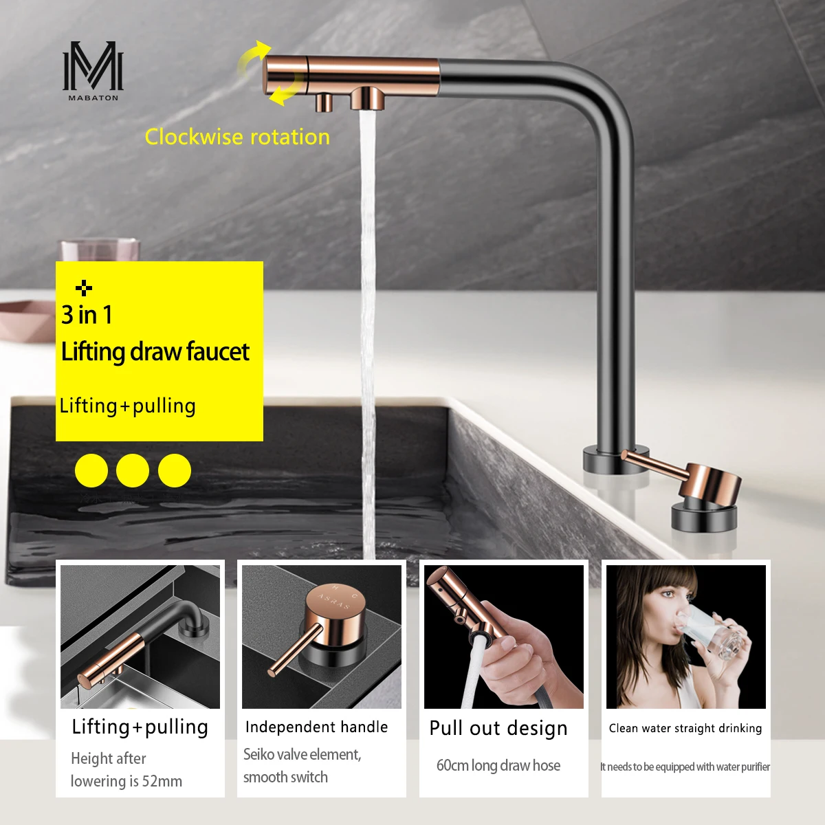 ASRAS Kitchen Sink Nano Kitchen Stainless Steel Single Sink Household Food Purification Sink