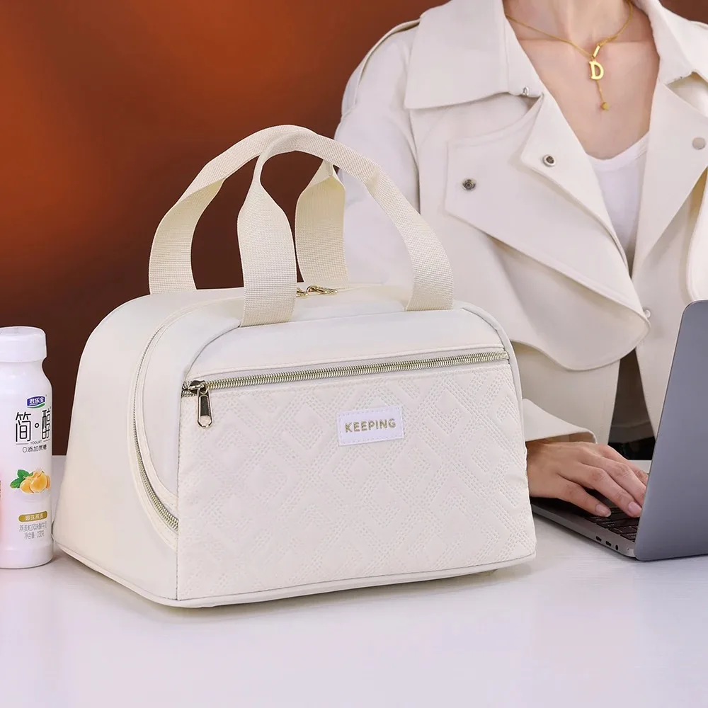Portable Lunch Bag for OL Women Thermal Insulated Lunch Box Tote Cooler Handbag Waterproof Bento Pouch Office Food Shoulder Bags