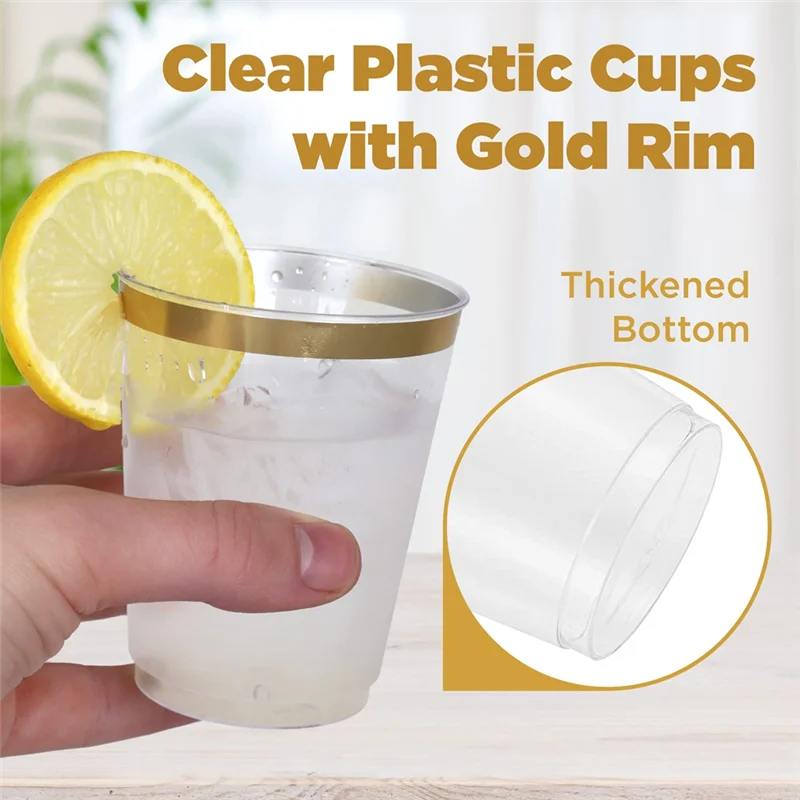 

J1UL1N 50Pcs Plastic Wine Cups Plastic Wine Glasses Clear Cocktail Glasses Disposable Cups