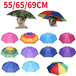 Head Umbrella with Elastic Band Anti-Rain Headwear Brolly Cap Waterproof Sunscreen Hat Umbrella Lightweight for Camping Hiking