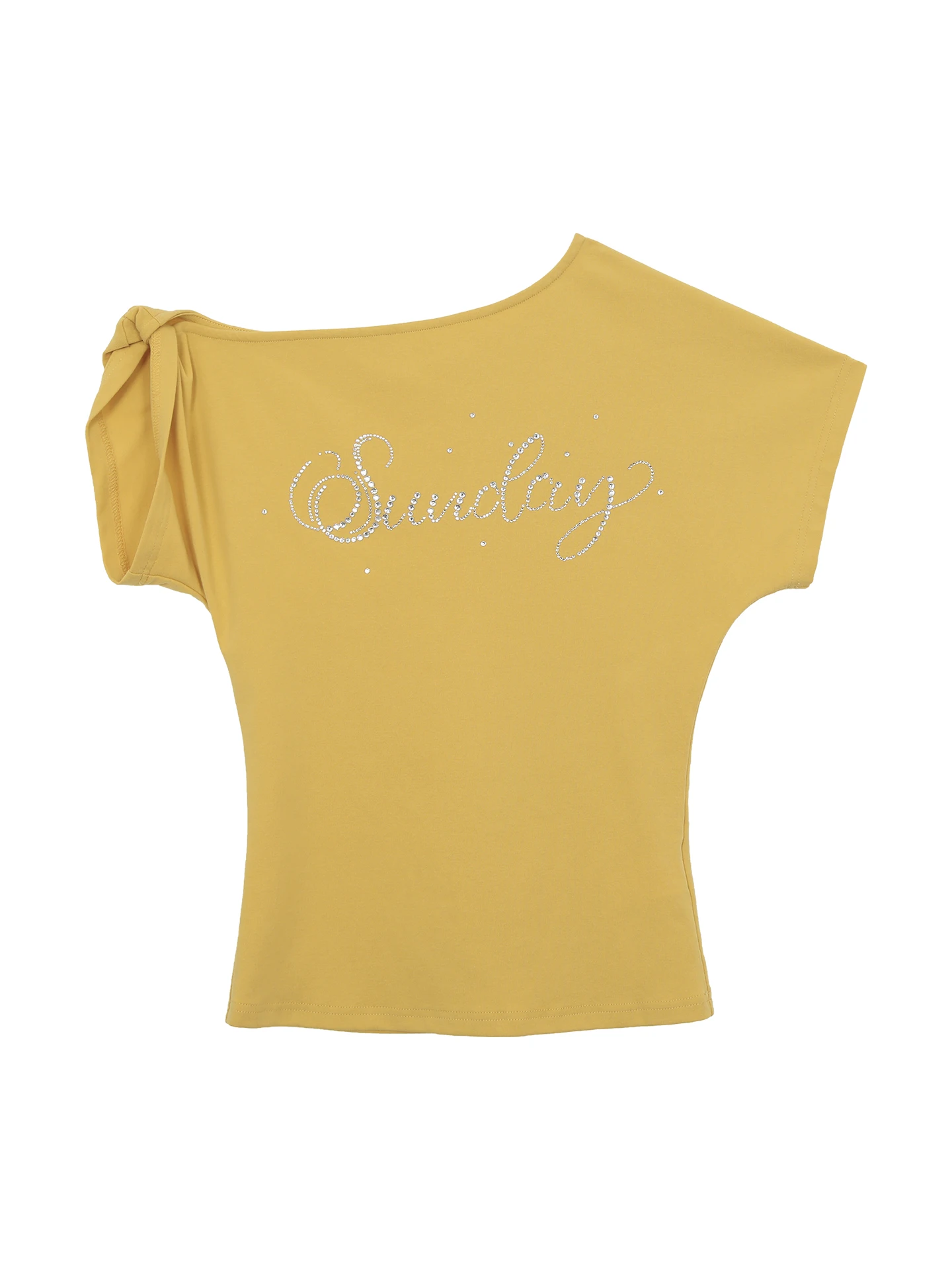 تي شيرت نسائي أنيق بأكمام قصيرة وكتف مكشوف، تصميم فريد وجميل، قطن مريح وعصري لفصل الصيف #2