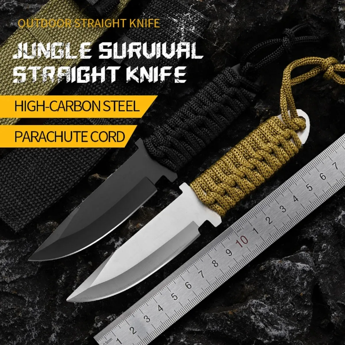 7 Inch Portable Camping Pocket Knife Stainless Steel EDC Survival Knife Multipurpose Cutting Knife for Self Defense Hiking BBQ