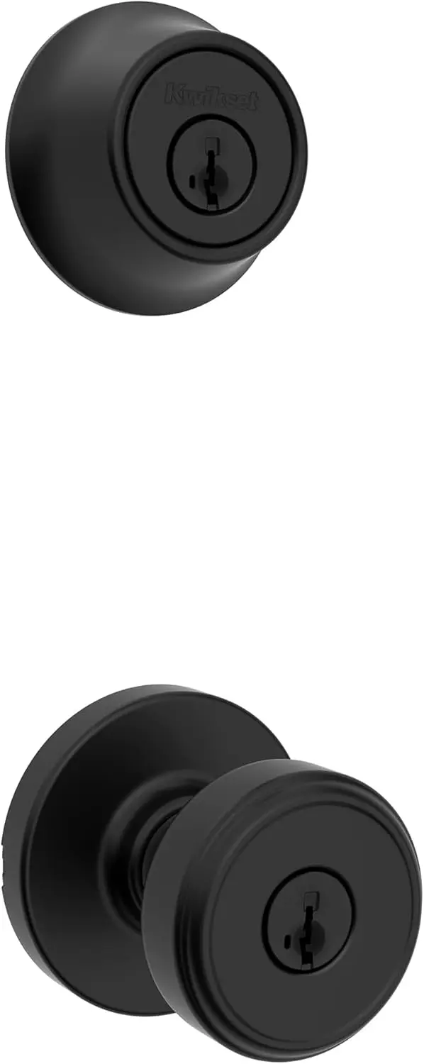 

Secure Front Door Lock Set with Deadbolt and Handle, Matte Black Finish, Microban Protection